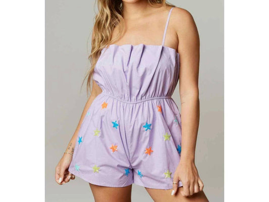 Peach Love - Starry Sequin Patch Romper