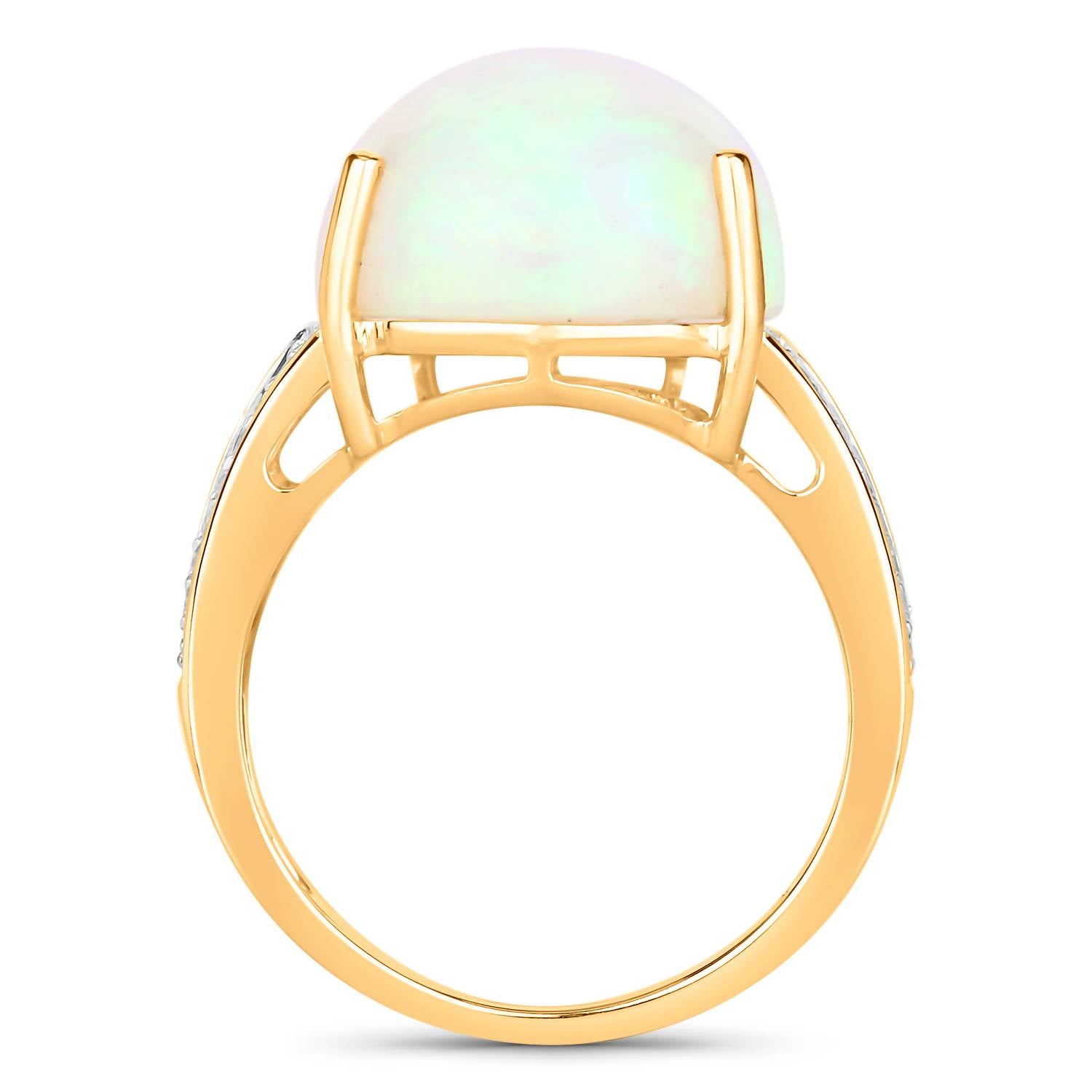 Diana M Jewels Women's Pear Natural Ethiopian Opal Fashion Ring (11.99 Ct) - Luxe in 14k yellow gold - women's jewelry - detail view