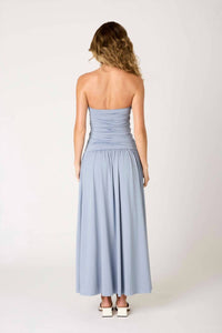 NIA Santal Maxi Dress in slate blue - women's dress - detail view