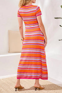Tribal - Textured Jacquard Scoop Neck Midi Dress