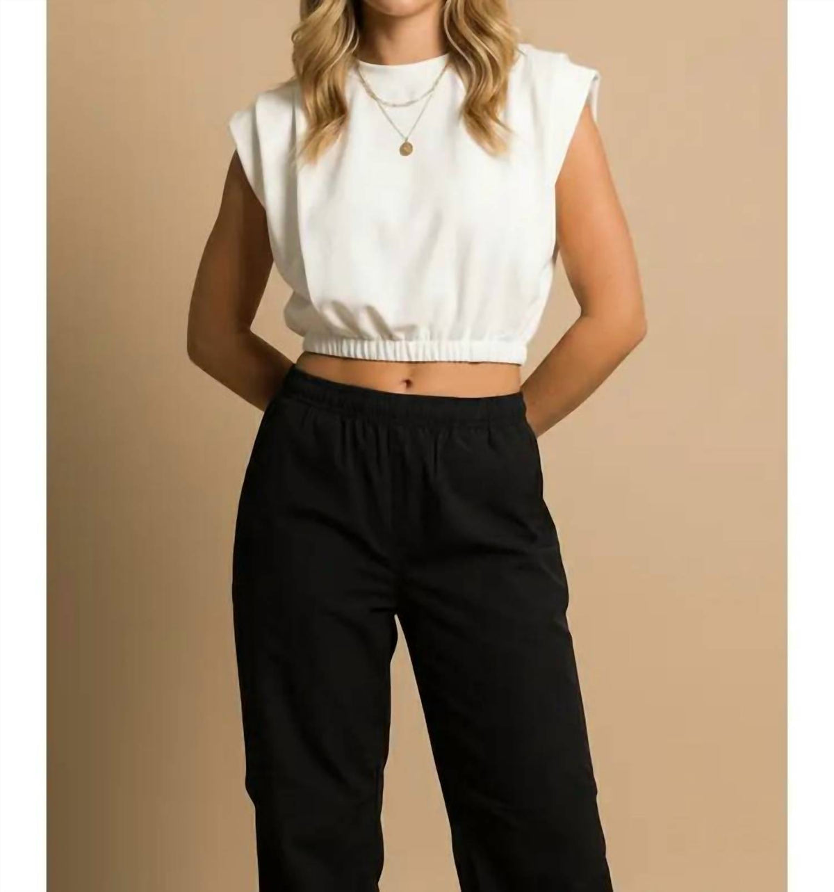 Heyson - Padded Shoulder Crop Top
