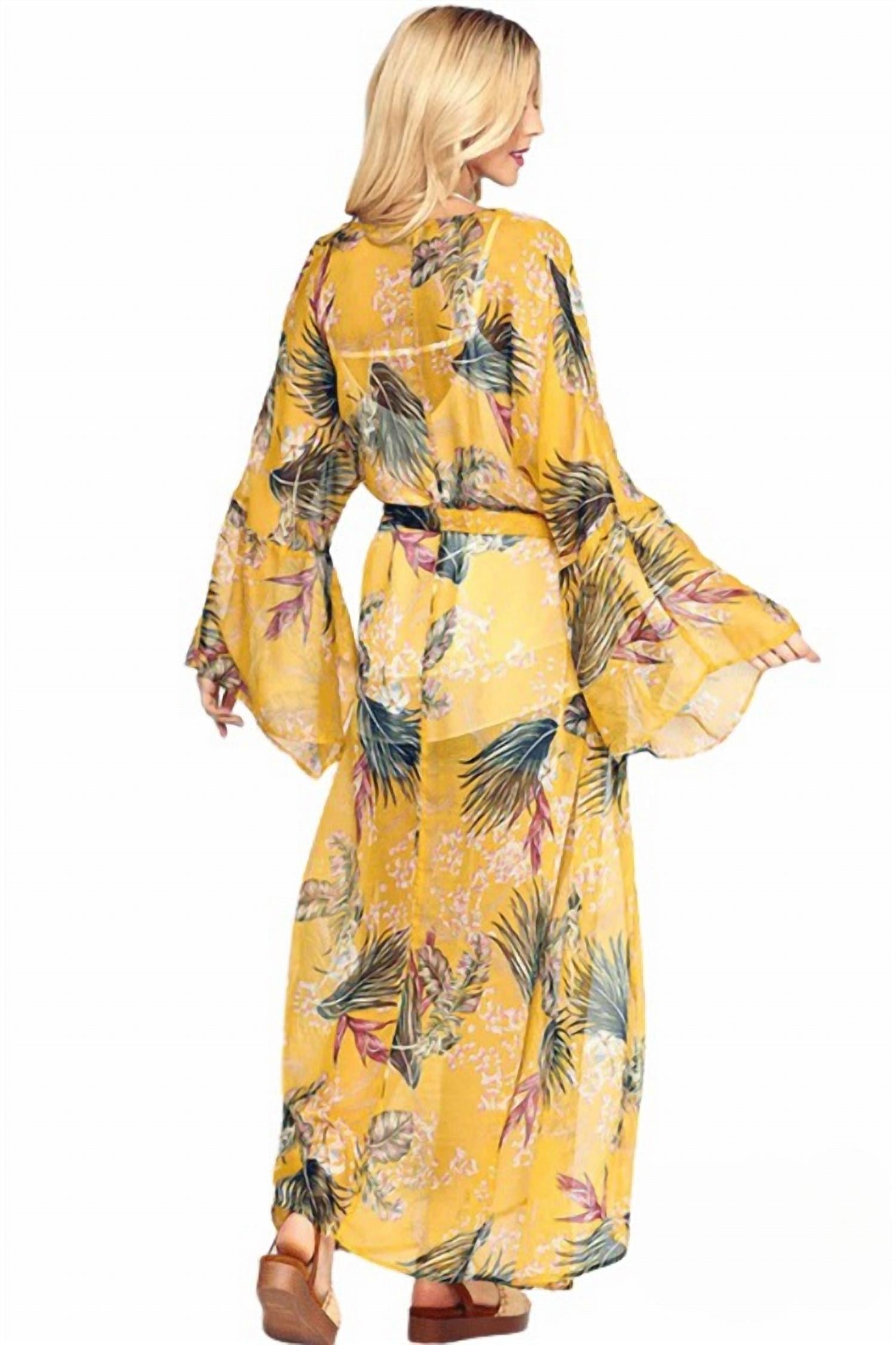 Gigio - Miranda Tropical Print Chiffon Maxi Kimono