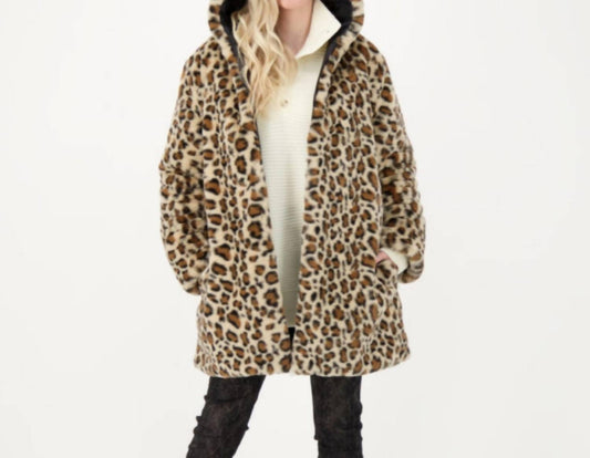 Reversible Cheetah Hooded Coat