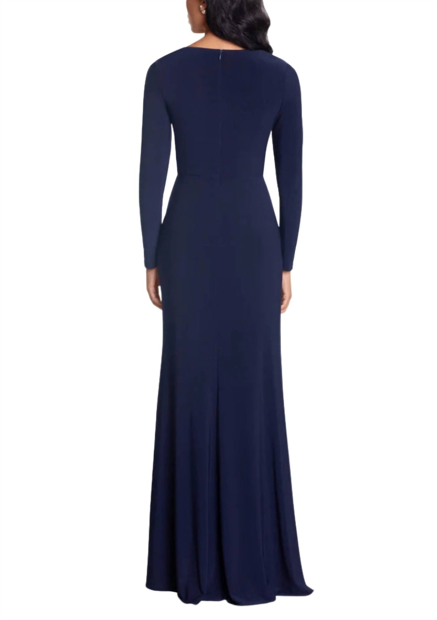 Betsy & Adam - Women's Elle Deep High Ruffled Side Slit Gown Dress