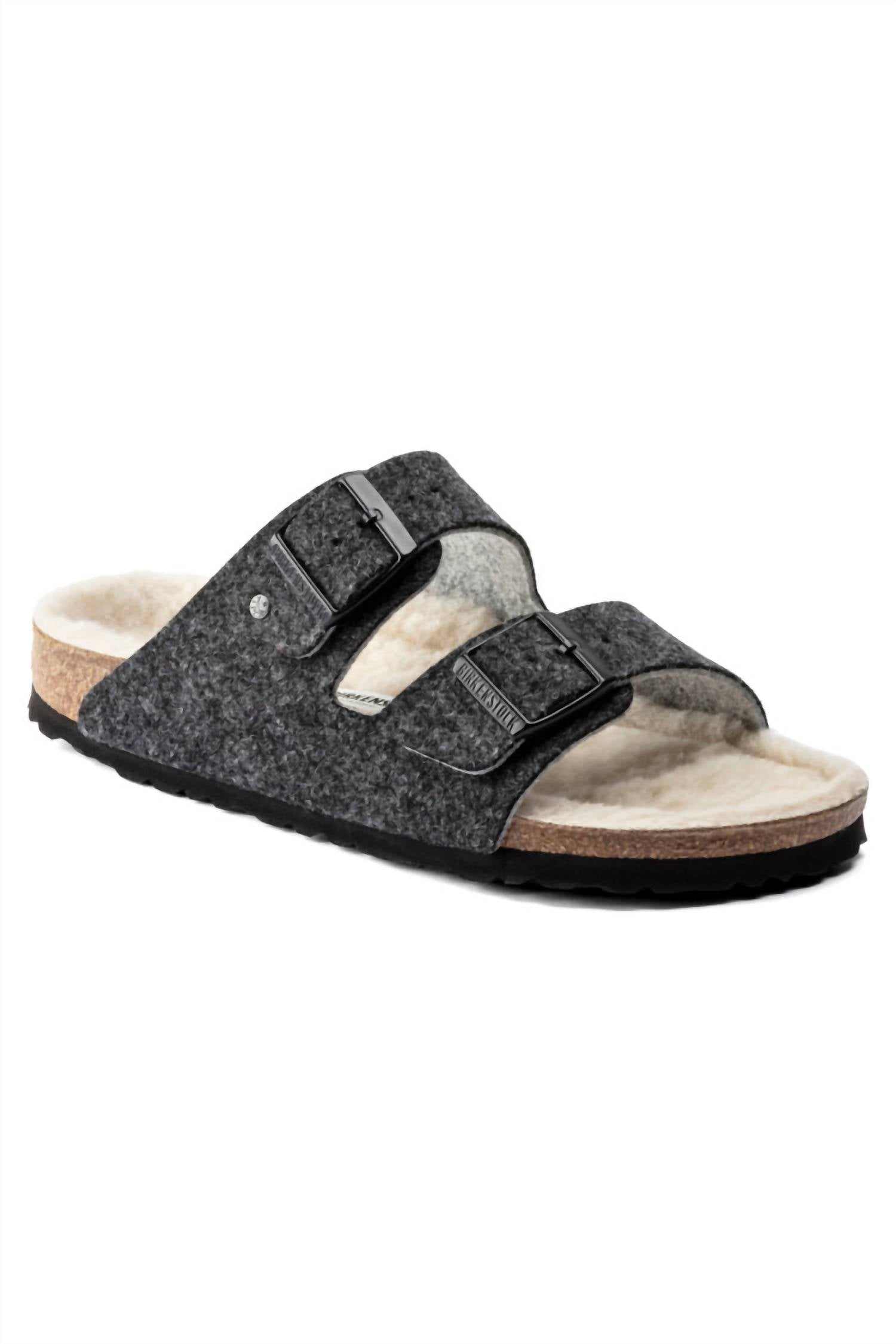 BIRKENSTOCK Unisex Arizona Rivet Wool Felt Narrow Sandals in doubleface gray - women's sandal
