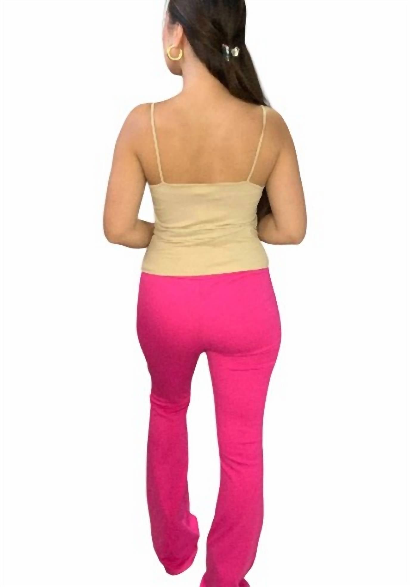 Dear Scarlett Power Pop Flare Pant in hot pink - women's pants - detail view