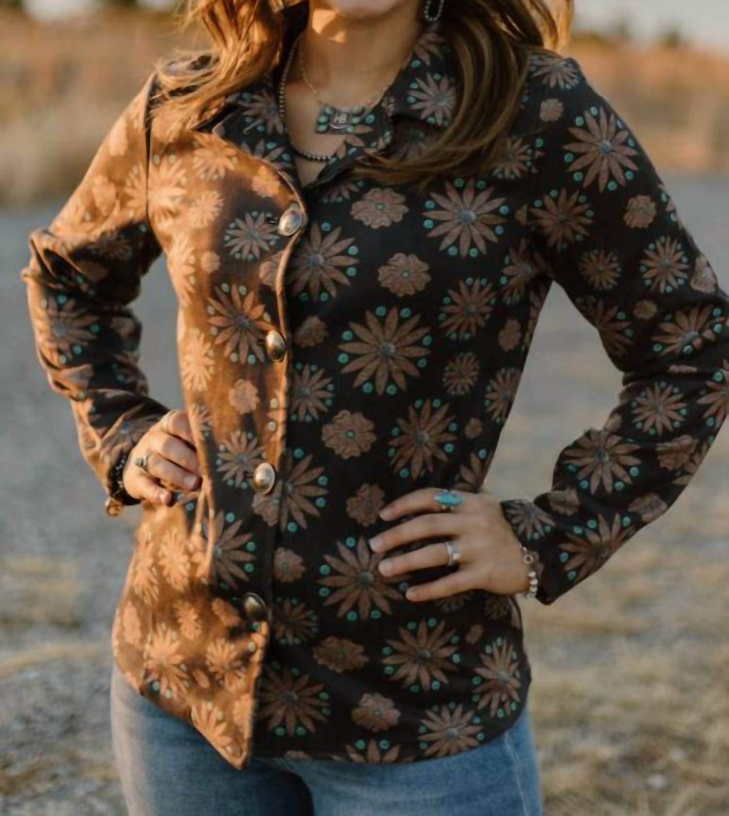 Sterling Kreek Western Bloom Blazer in black - women's jacket - alternate view
