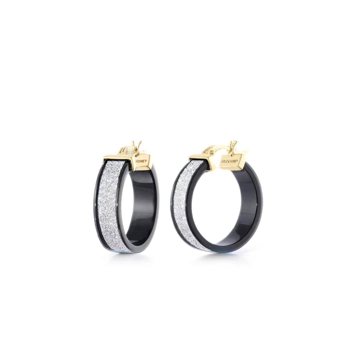Gold & Honey - Women's Wide Glitter Lucite Hoop Earrings