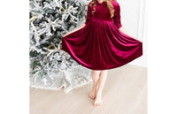 Mila & Rose Velvet Twirl Dress in cranberry - kids' dress