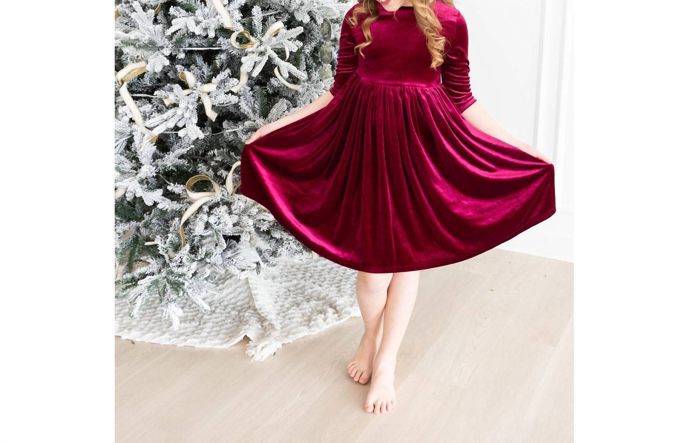 Mila & Rose Velvet Twirl Dress in cranberry - kids' dress