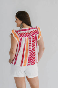 Thml - Finley Flutter Sleeve Knit Pattern Top