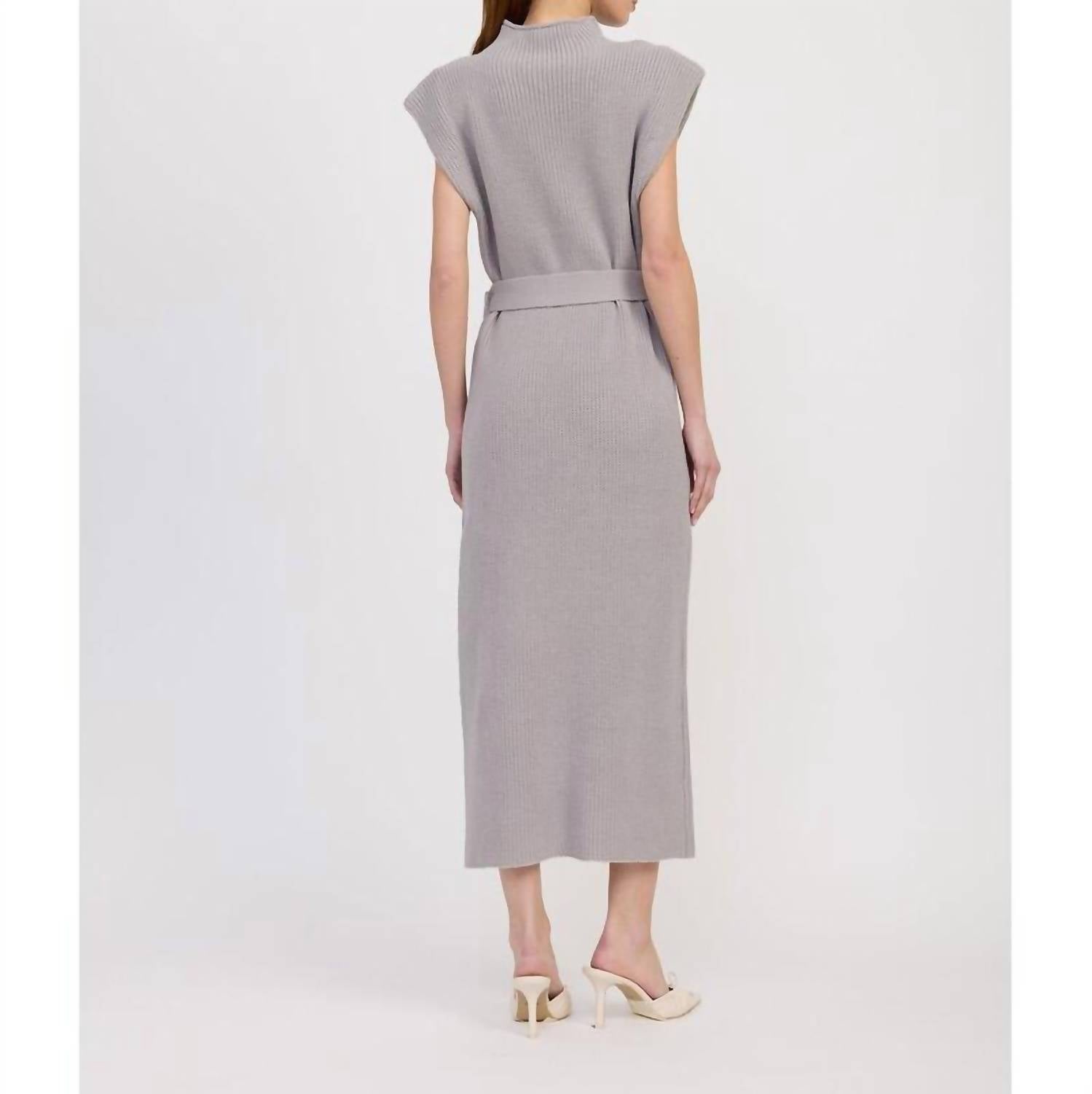 En Saison Sarah Sweater Dress in gray - women's dress - detail view