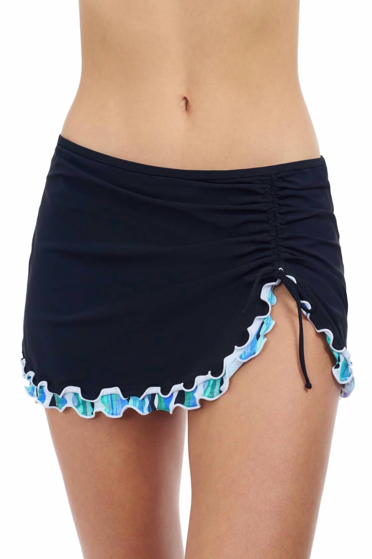 Profile By Gottex - Women's Solid With Tricolore Side Slit Skirted Bottom