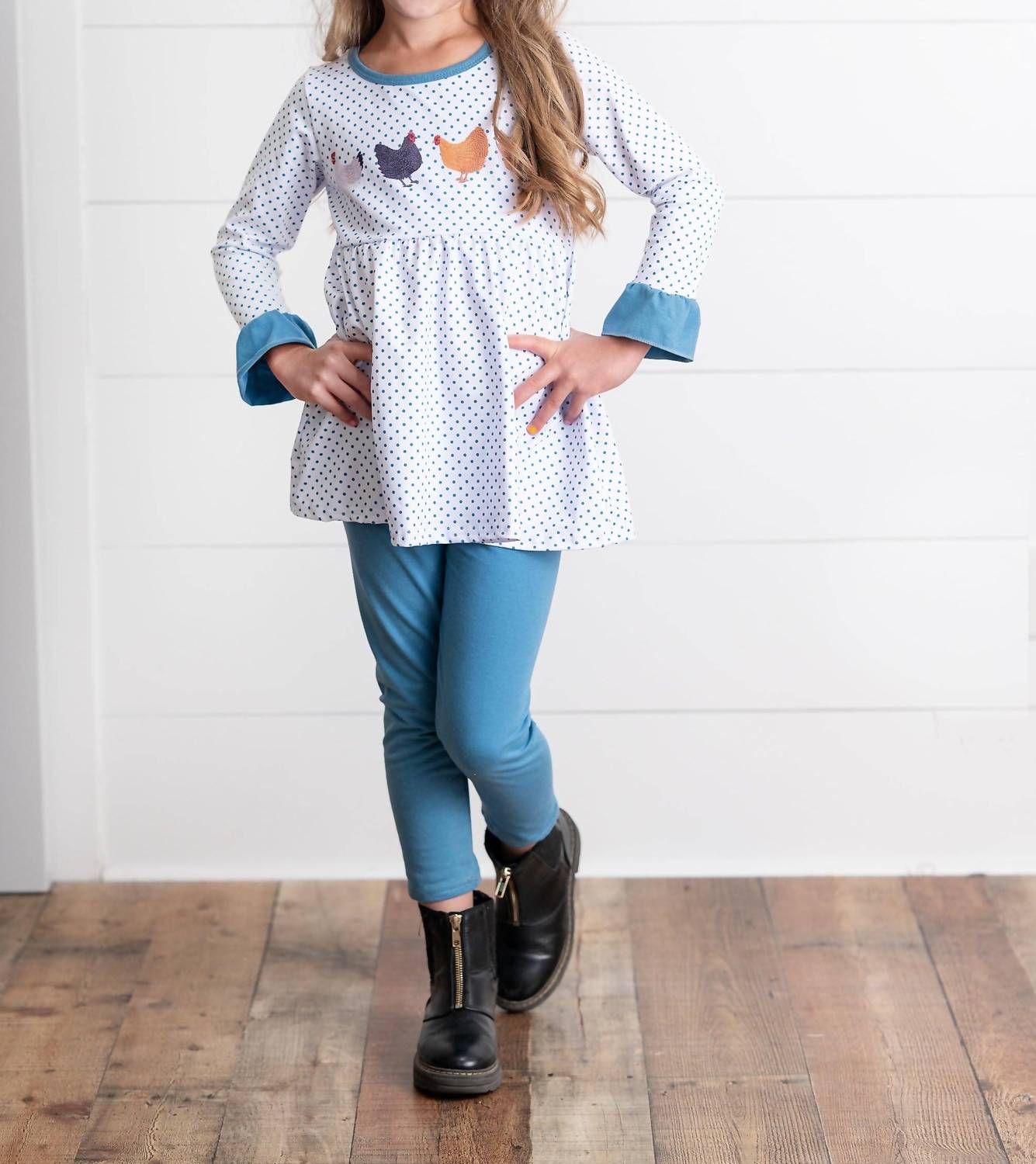 Adorable Sweetness - Girl's Polka Dot Chicken Pant Set
