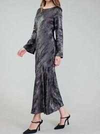 Current Air - Boat Neck Long Sleeve Maxi Dress