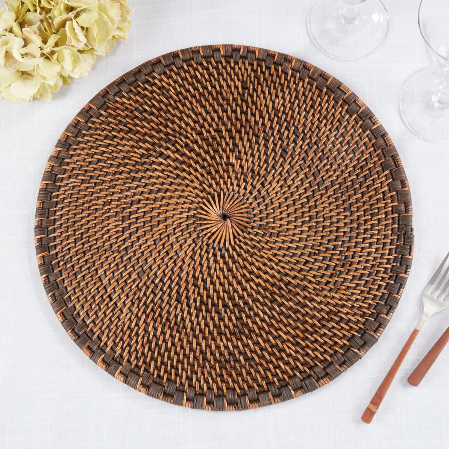 Saro Lifestyle - Woven Rattan Placemat Round - Set Of 4