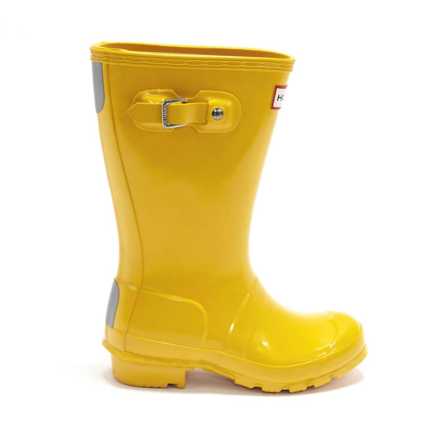 HUNTER Girls Gloss Rain Boot in yellow - kids' shoe - alternate view