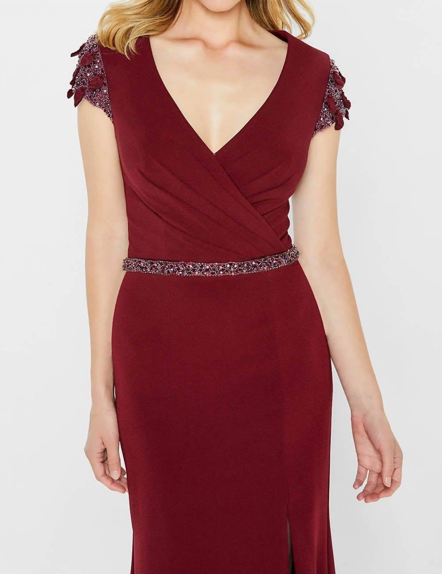 Montage By Mon Cheri - Embellished Surplice Bodice Formal Gown