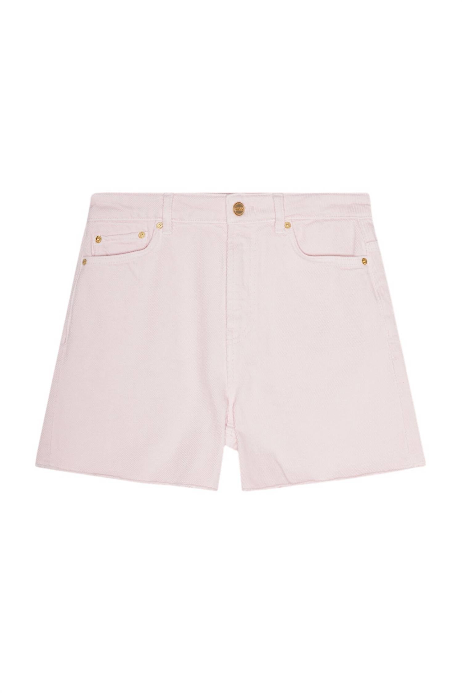 Ganni - Frayed Edge Cotton 5-Pocket Denim Shorts