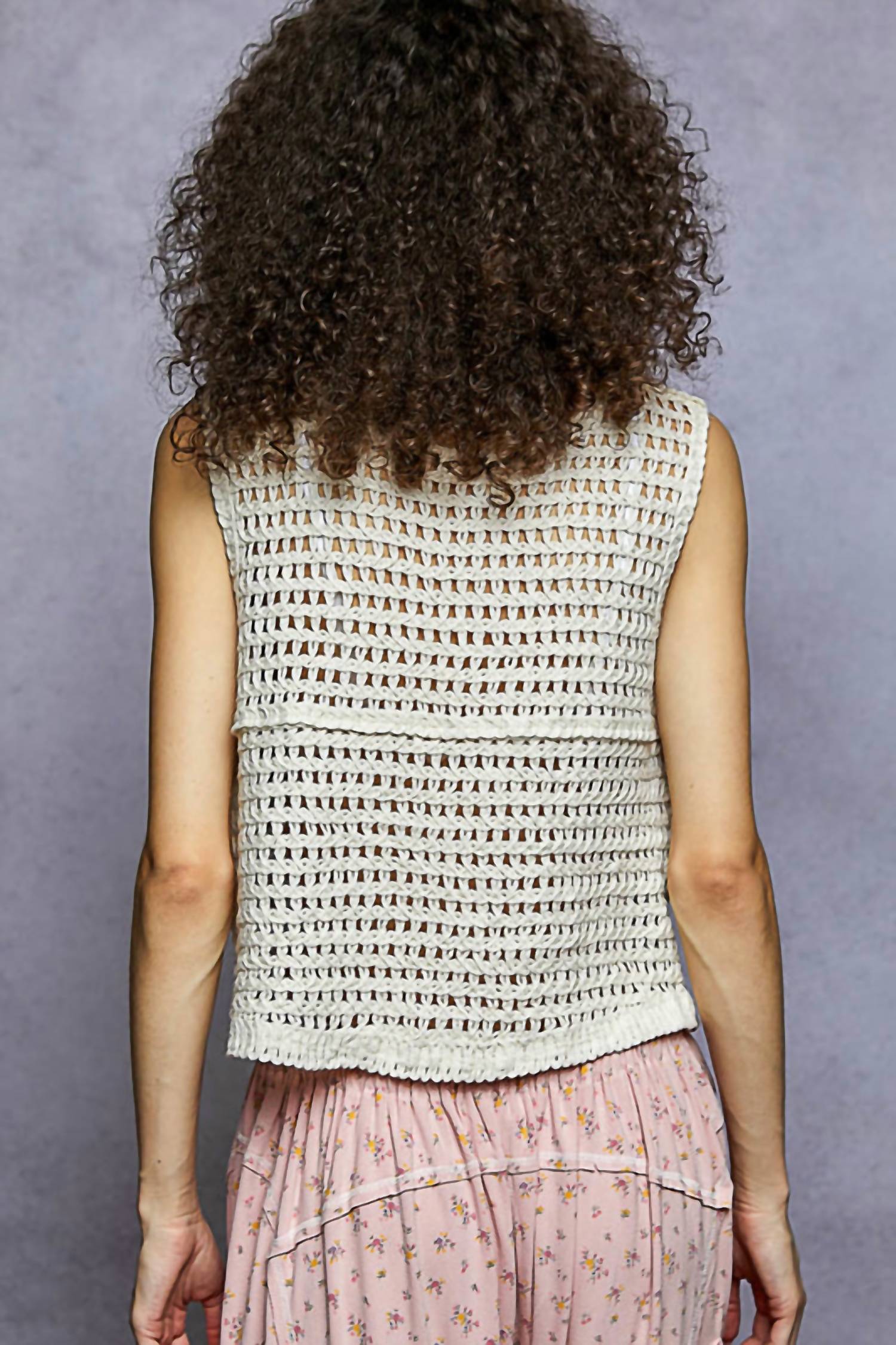 Pol - Fernanda Boho Prairie Lillies Embroidery Button Down Vest Top