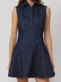 GILNER FARRAR Sana Dress in dk blue denim - women's dress - detail view