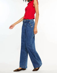 Kancan - HIGH RISE WIDE LEG DRAPE TROUSERS