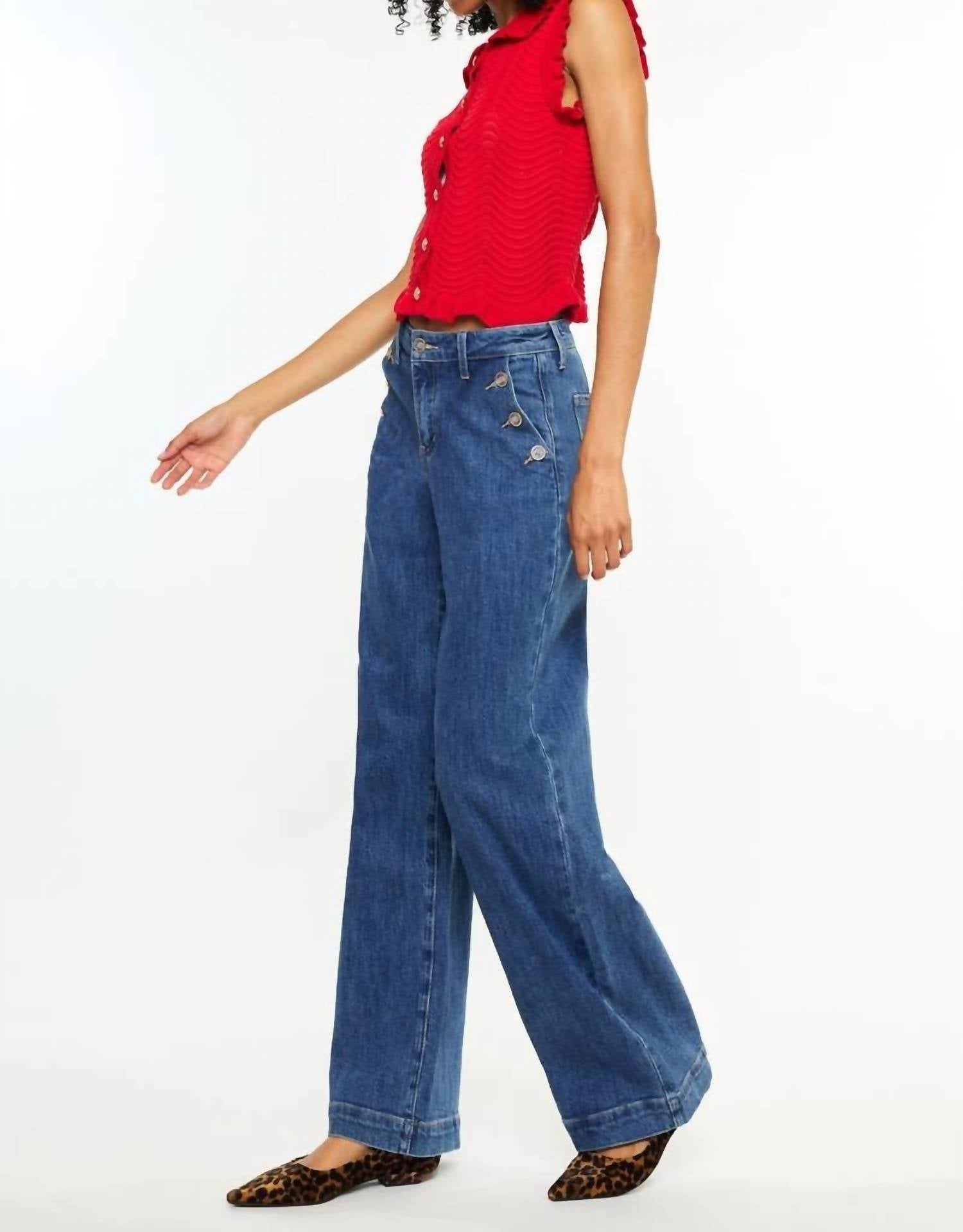 Kancan - HIGH RISE WIDE LEG DRAPE TROUSERS