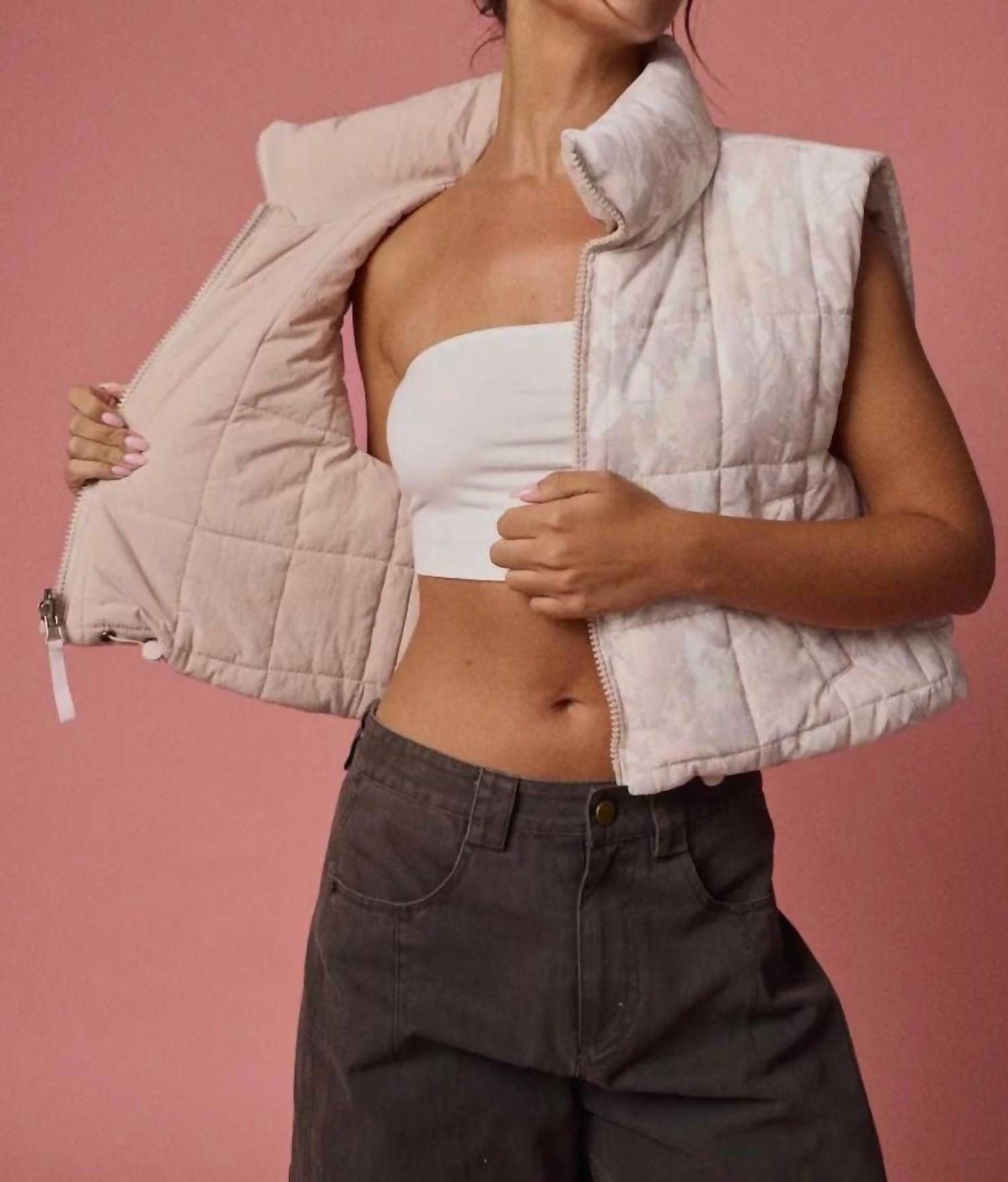 Papermoon - Camo Cropped Puffer Vest