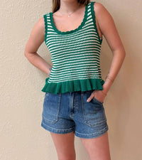 New In - Fiona Crochet Peplum Tank Top