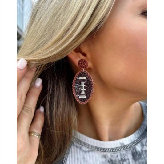 Live Love Gameday - Women's Mini Football Sequin & Seed Bead Earrings