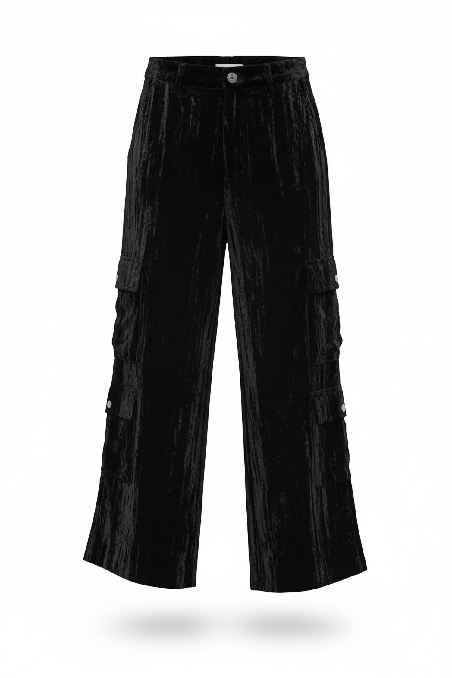 Tractr - Velvet Cargo Wide Straight Leg Pants