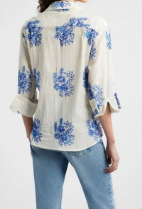 Cissa - Embroidered Asymmetric Button-up Overshirt