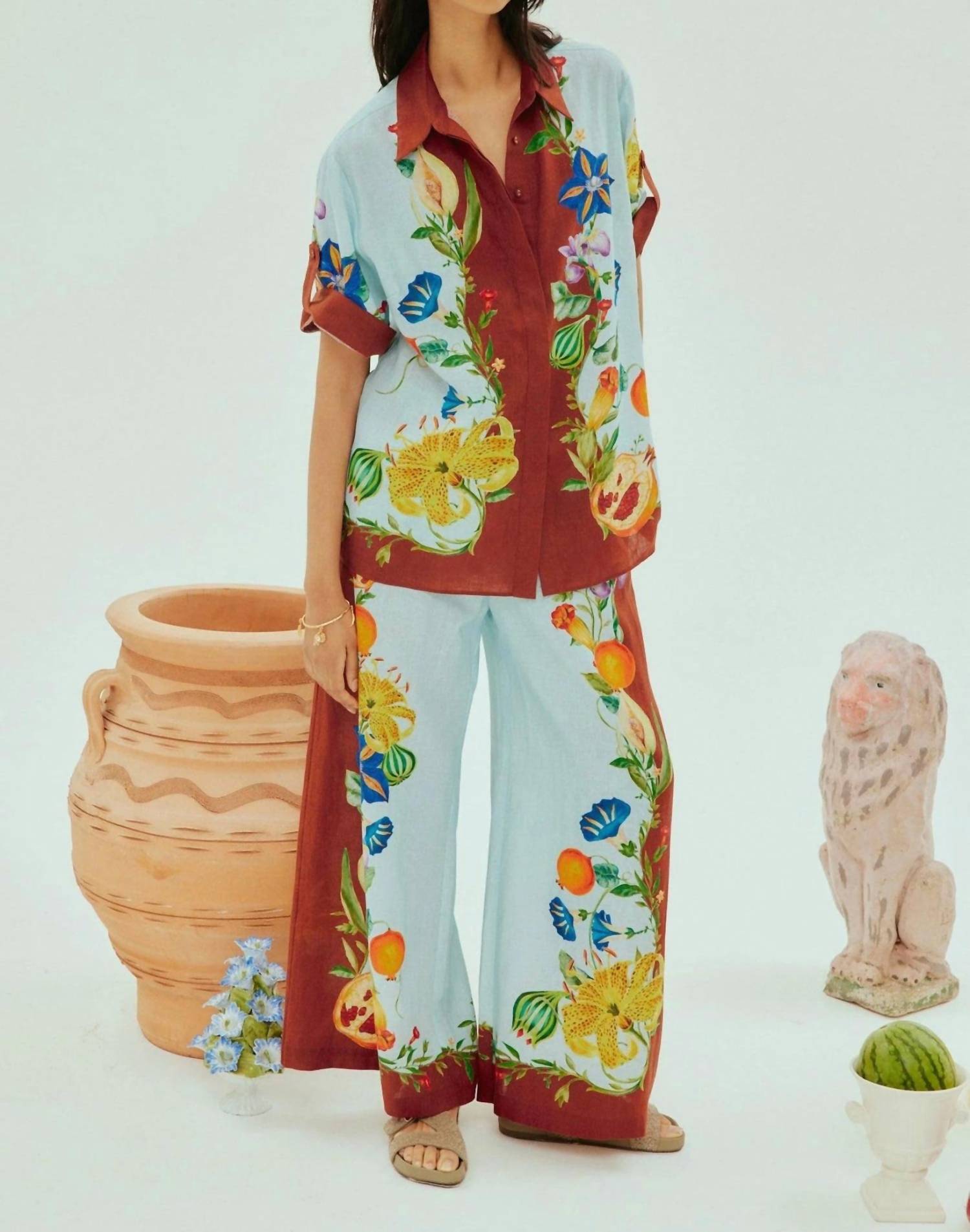 Alemais - Dahlia Floral Linen Pants