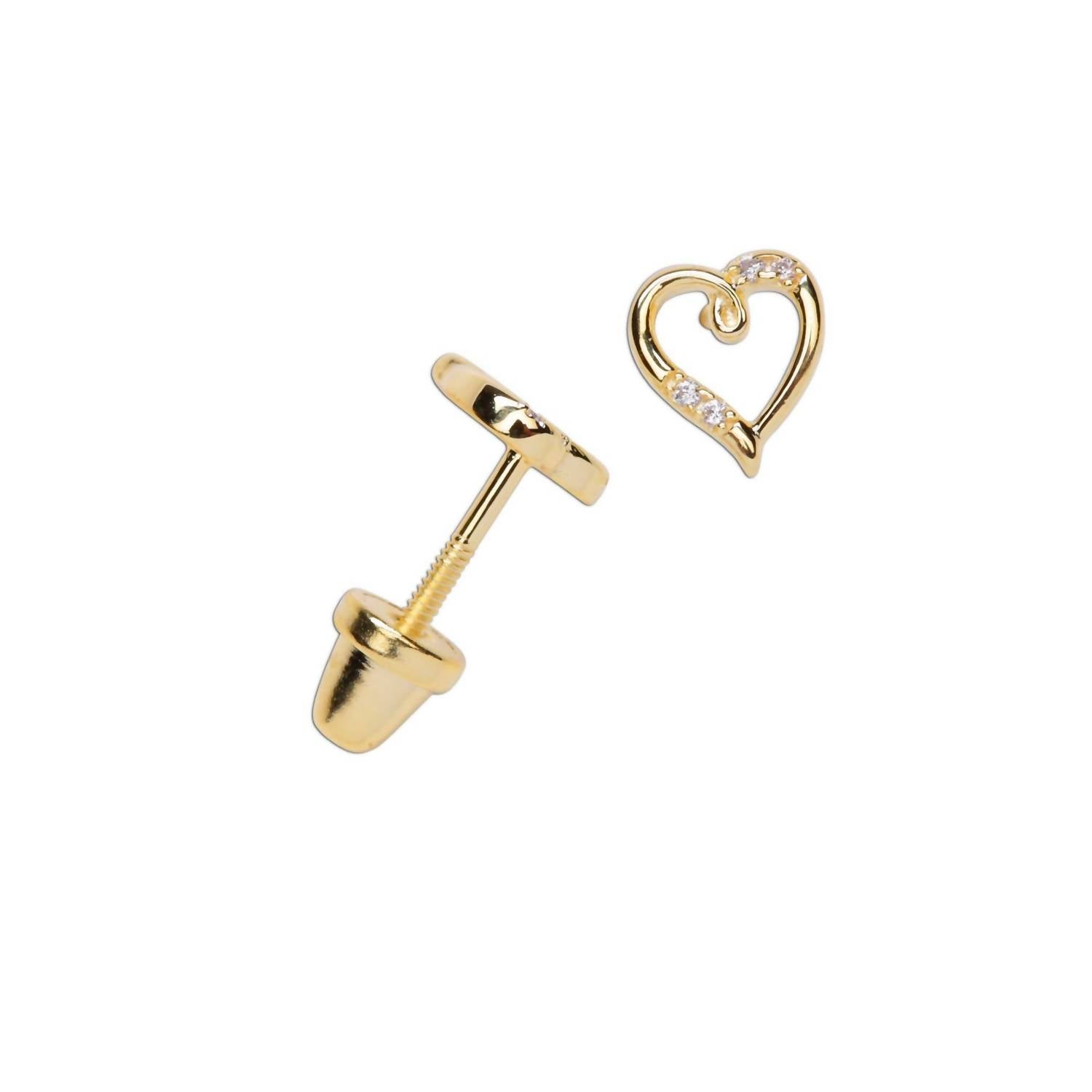 Cherished Moments - Little Girls 14k Gold-plated Open Heart Earrings