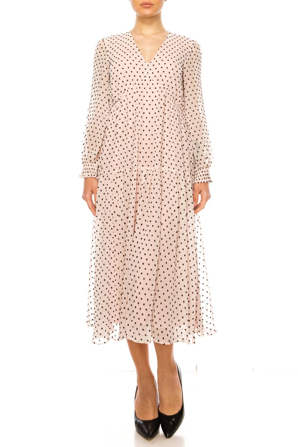Maison Tara - Long Sleeve Empire Waist Maxi Dress