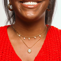 Nikki Smith Designs Women's Pearl Charm Drop Necklace in gold - women's jewelry - alternate view
