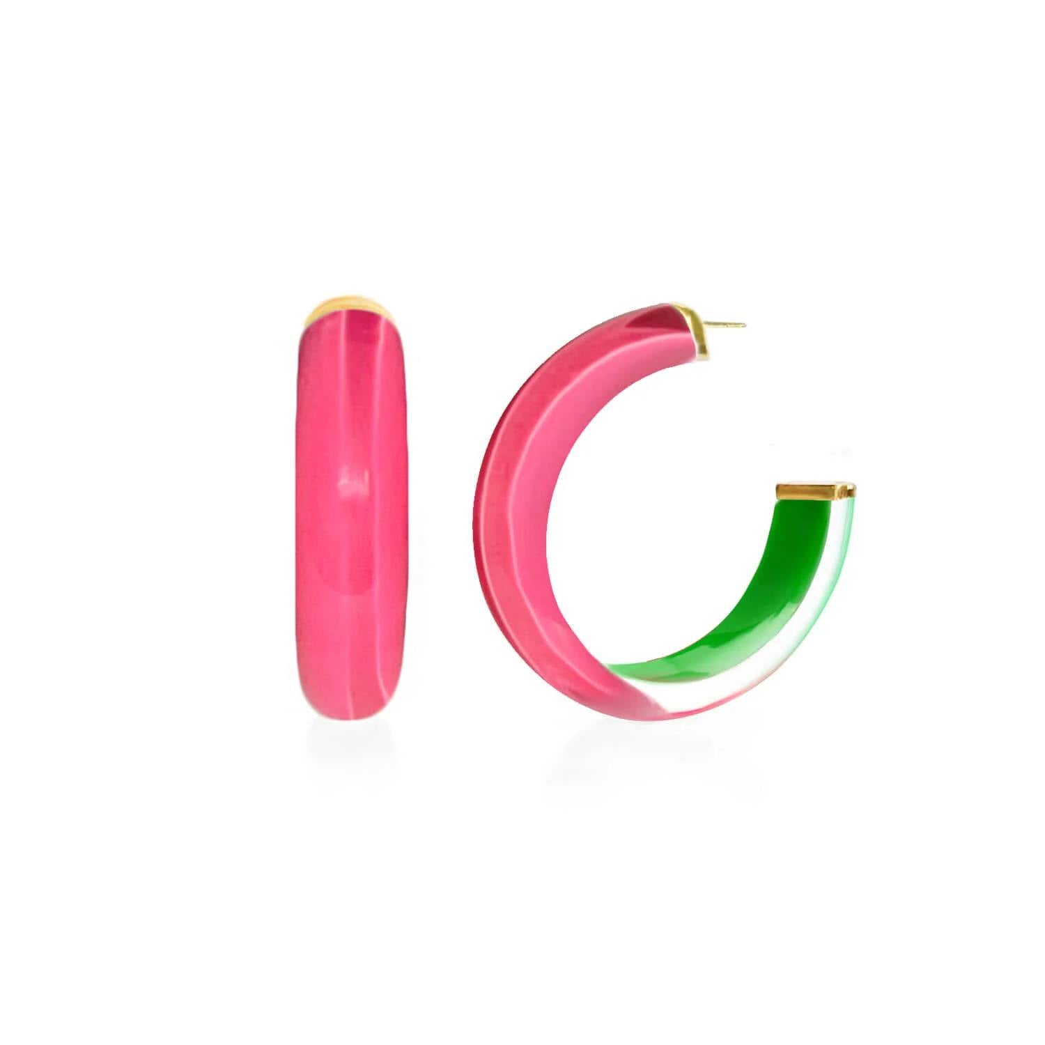 Gold & Honey - Women's Small Illusion Inside Out Lucite Hoop Earrings