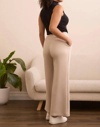 TRIBAL Techno Lux Wide Leg Pull-on Pants in sandstone - women's pants - alternate view