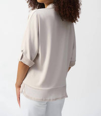 Joseph Ribkoff - Woven And Mesh Boxy Top