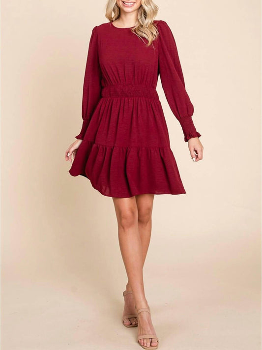 Glam - Gabbie Long Sleeve Tiered Mini Dress