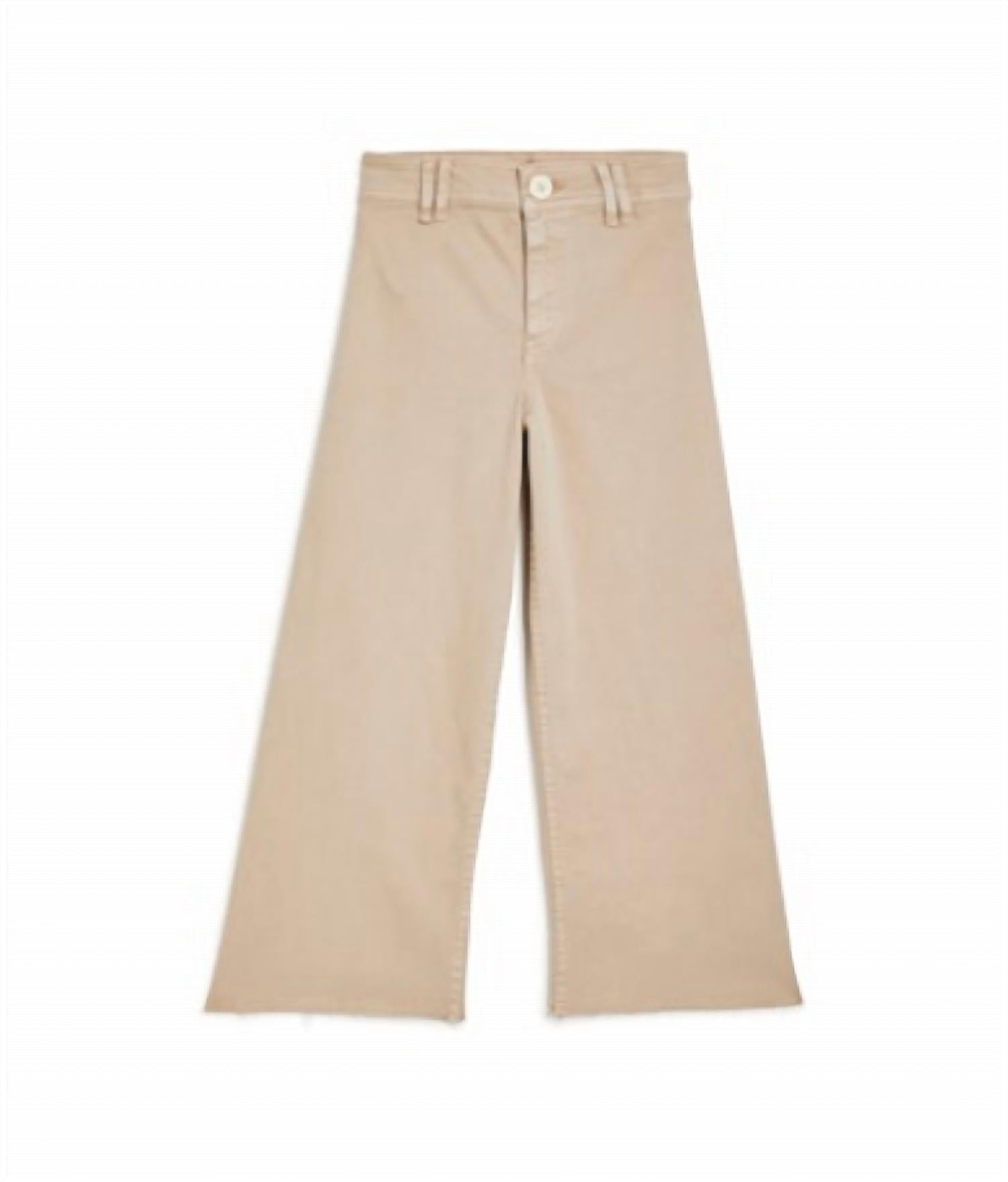tractr Wide Leg Ankle Cropped Jeans in khaki - kids' jeans - view 4