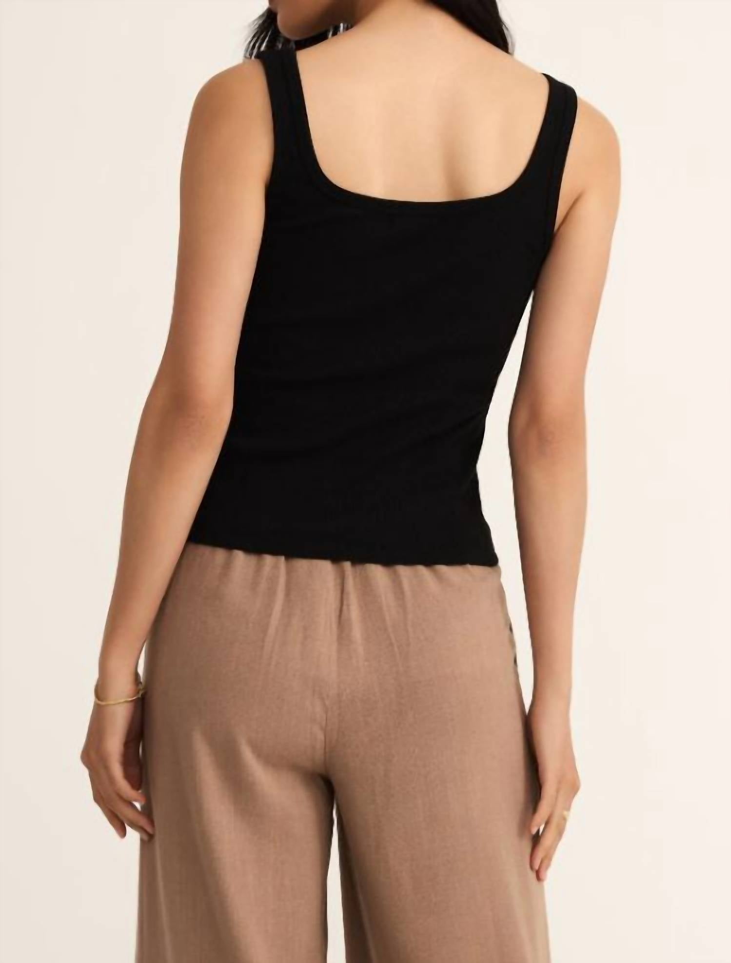 Z Supply Women's Danya Tank Top in black - women's tank top - detail view