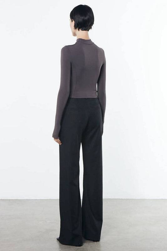 Enza Costa - Matte Jersey Paneled Mock Neck Sweater