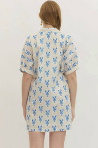 Entro - Lobster Printed Puff Sleeve Mini Dress