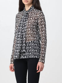 Versace - All-over Logo Bow Strap Silk Blouse