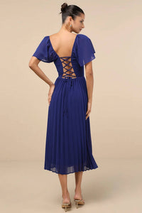 Lulus - Women's Calia Flutter Sleeve Midi Dress