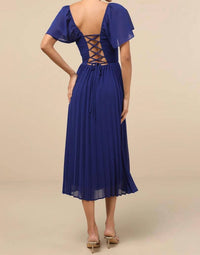 Lulus - Women's Calia Flutter Sleeve Midi Dress