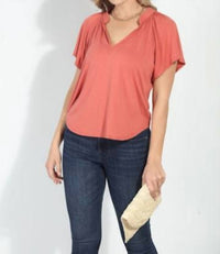 Veronica M - Split Neck Short Sleeve Top
