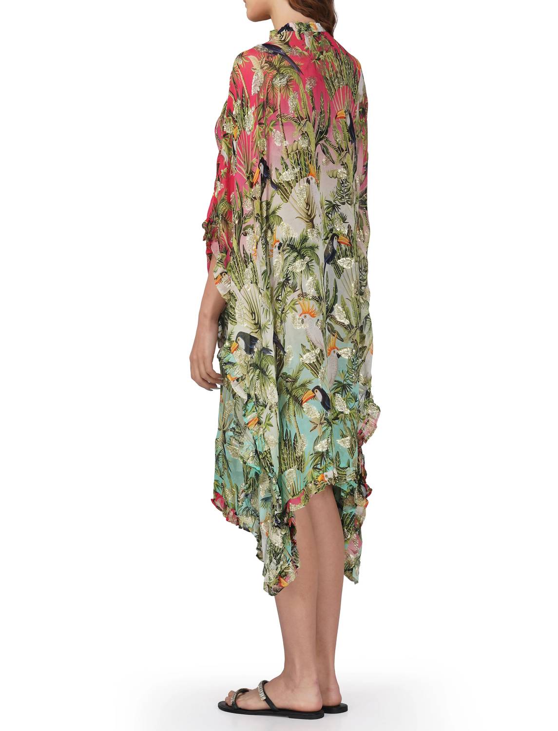 America & Beyond - Chirping Birds Frill Kaftan Dress
