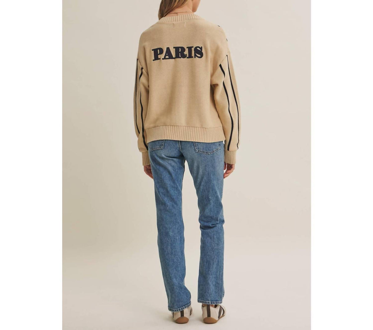 In February - Women's City Postcard Embroidered Stripe Cardigan